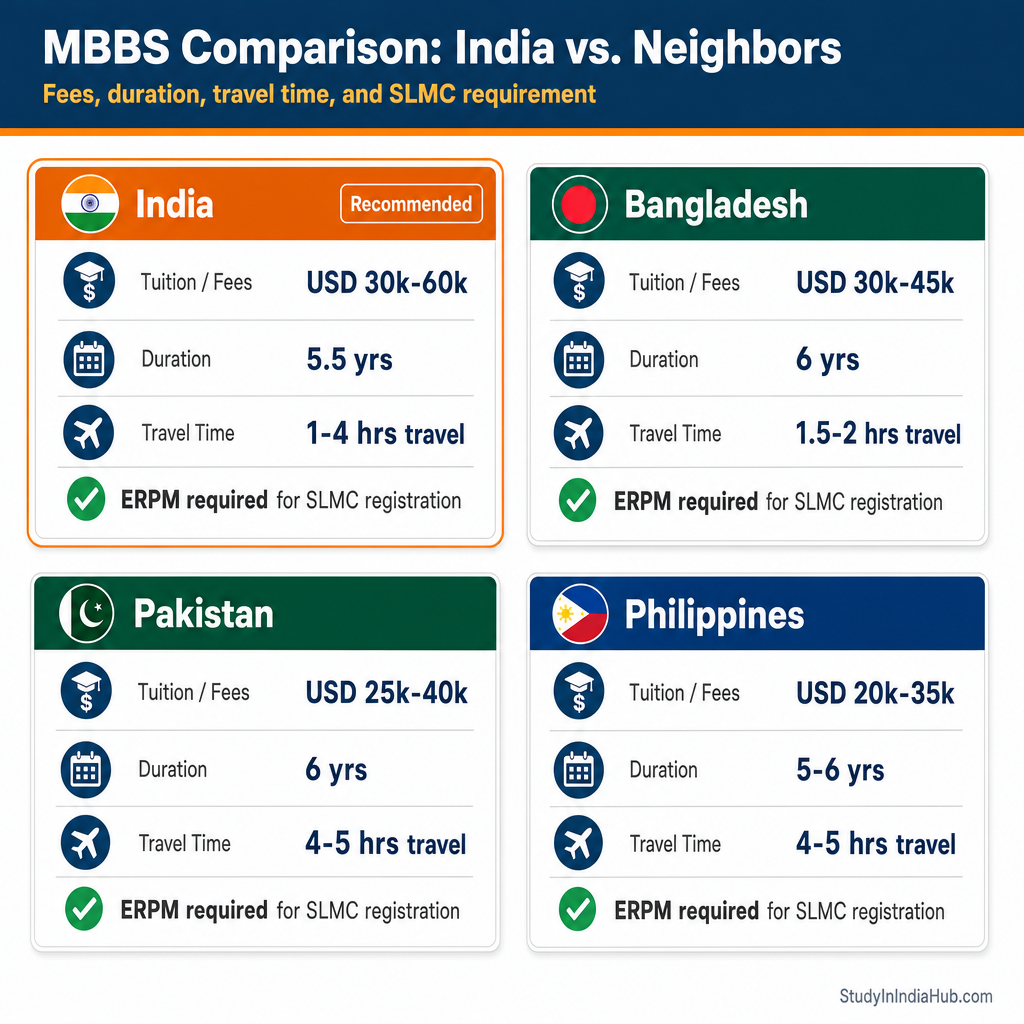 StudyInIndiaHub.com — MBBS Comparison: India vs. Neighbors